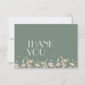 Wildbloem Sage Deco Wedding Flat Harcard Bedankkaart (Voorkant)