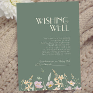 Wildbloem Sage Deco Wedding Wishing Well Informatiekaartje
