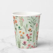 Wildbloem Sage Groen Vrijgezellenfeest Papieren Bekers (Achterkant)