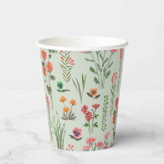 Wildbloem Sage Groen Vrijgezellenfeest Papieren Bekers (Achterkant)