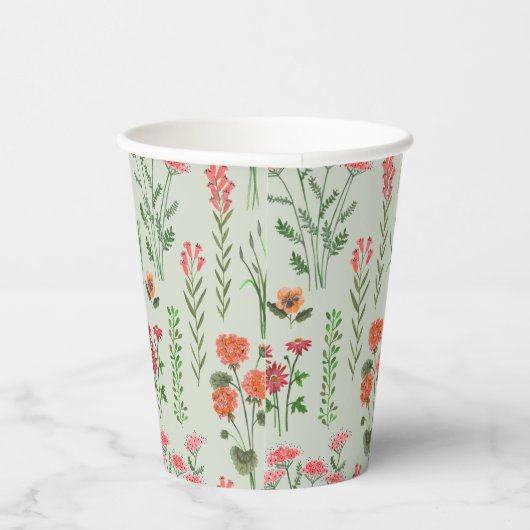 Wildbloem Sage Groen Vrijgezellenfeest Papieren Bekers (Rechts)