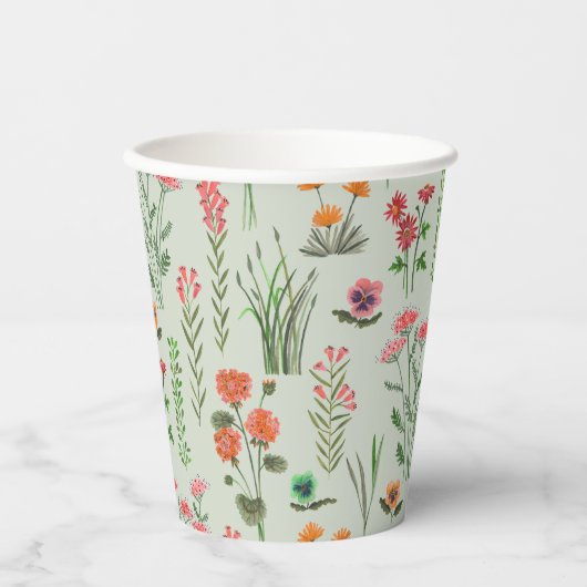 Wildbloem Sage Groen Vrijgezellenfeest Papieren Bekers (Voorkant)