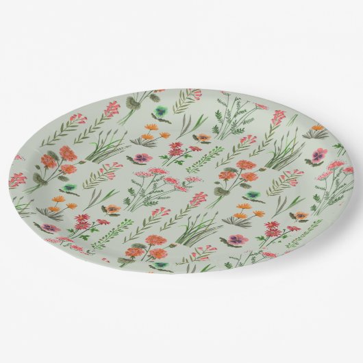 Wildbloem Sage Groen Vrijgezellenfeest Papieren Bordje (Gekanteld)