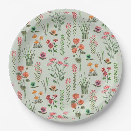 Wildbloem Sage Groen Vrijgezellenfeest Papieren Bordje (Voorkant)