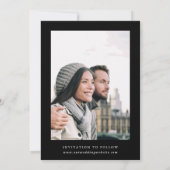 Wildbloem Silhouet Bruiloft Zwart & Wit Foto Save The Date (Achterkant)