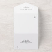 Wildbloem Silhouet Krans Bruiloft Zwart & Wit All In One Uitnodiging (Buitenkant)