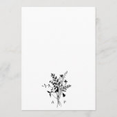 Wildbloem Silhouet Krans Bruiloft Zwart & Wit Menu (Achterkant)