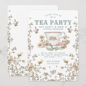 Wildbloem Tea Party Baby shower Invitation Kaart (Voorkant / Achterkant)