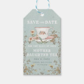 Wildbloem Tea Party Birthday Save the Date Cadeaulabel (Voorkant)