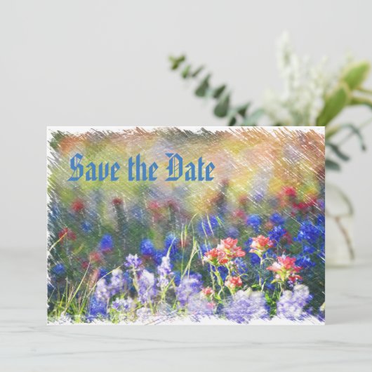 Wildbloem-uitnodigingskaart Save The Date (Staand voorkant)