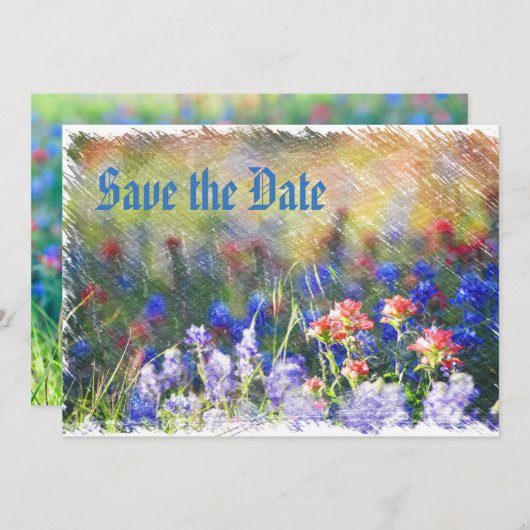 Wildbloem-uitnodigingskaart Save The Date (Voorkant / Achterkant)
