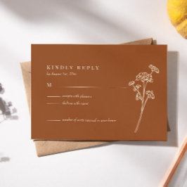 Wildbloem Verbrandde Oranje RSVP-kaart RSVP Kaartje
