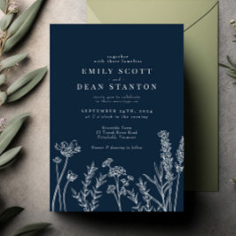 Wildbloem Verbrandde Oranje uitnodiging tot huweli