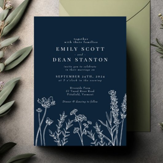 Wildbloem Verbrandde Oranje uitnodiging tot huweli