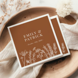 Wildbloem Verbrandt Oranje huwelijk Servet