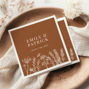 Wildbloem Verbrandt Oranje huwelijk Servet