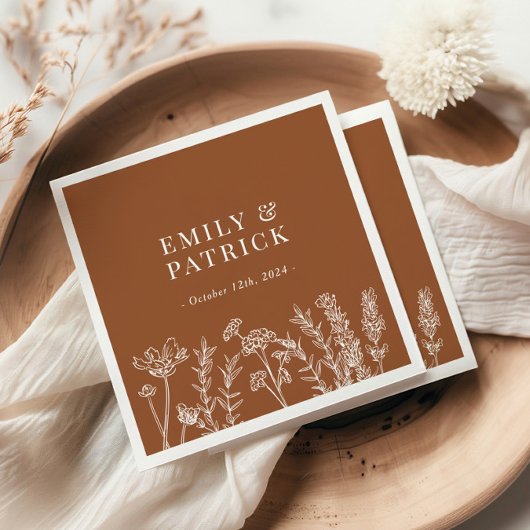 Wildbloem Verbrandt Oranje huwelijk Servet