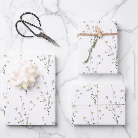 Wildbloem Verpakkings Papier Plat Vellen Set van 3 (Voorkant)