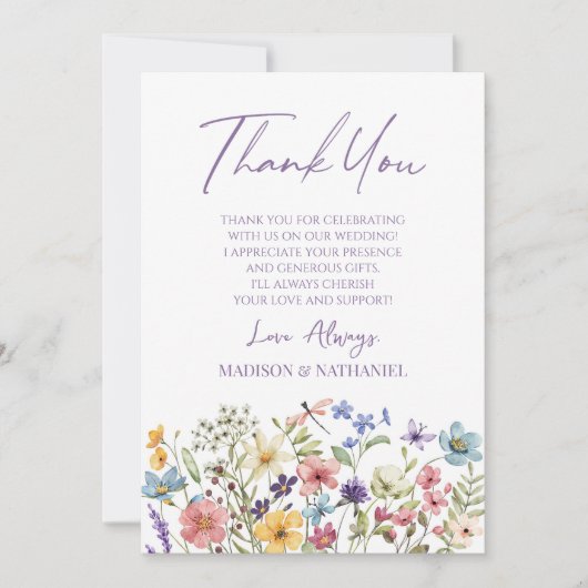 Wildbloem Wilde bloemen Bloemen Elegante bloementu Bedankkaart (Voorkant)