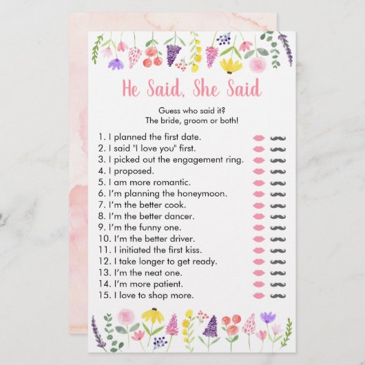 Wildbloem zei dat ze zei dat ze Bridal Game zei (Voorkant / Achterkant)