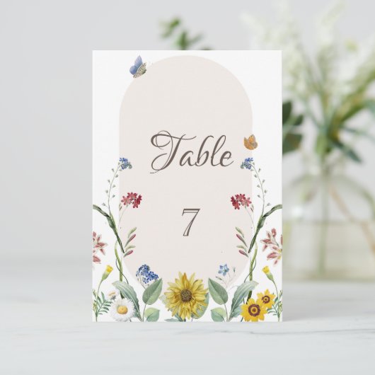 Wildbloem zonnebloem vlinders kaart (Staand voorkant)