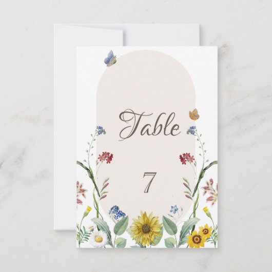 Wildbloem zonnebloem vlinders kaart (Achterkant)