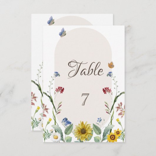 Wildbloem zonnebloem vlinders kaart (Voorkant / Achterkant)