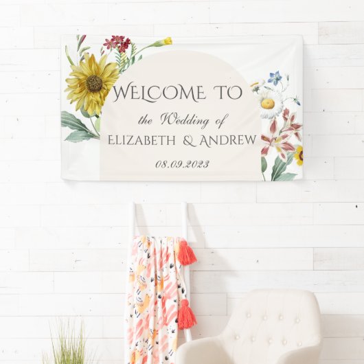 Wildbloem zonnebloem vlinders spandoek (Insitu)