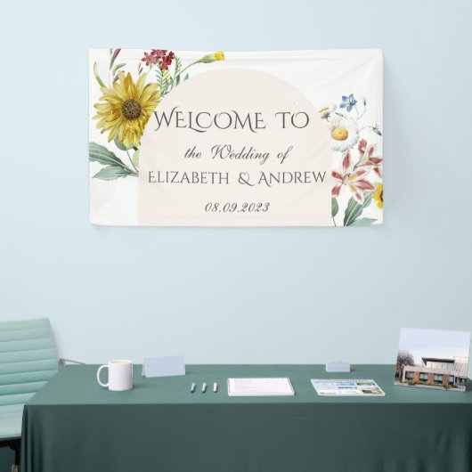 Wildbloem zonnebloem vlinders spandoek (Beurs)