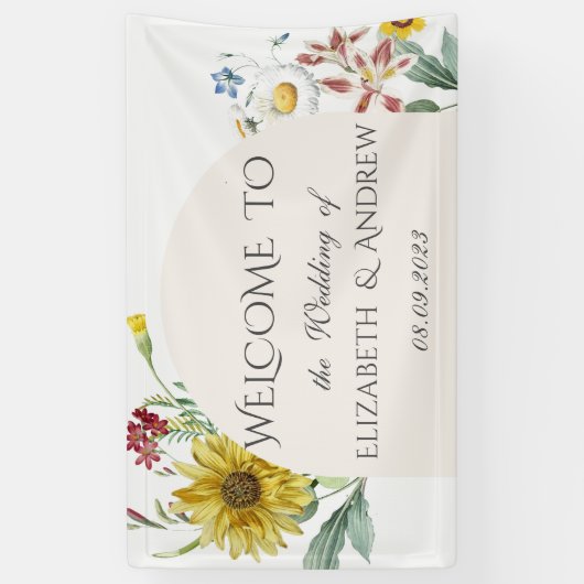 Wildbloem zonnebloem vlinders spandoek (Verticaal)