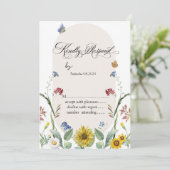 Wildbloem Zonnebloemvlinders RSVP Kaart (Staand voorkant)