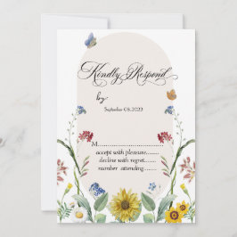 Wildbloem Zonnebloemvlinders RSVP Kaart