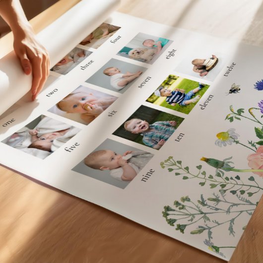 Wildbloembijen eerste jaar verjaardag foto teken poster