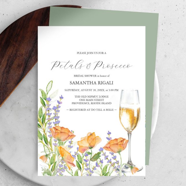 Wildbloemblaadjes & Prosecco Vrijgezellenfeest (Petals and Prosecco bridal shower invitations watercolor wildflowers by Victoria Grigaliunas )