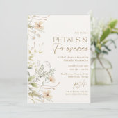 Wildbloemblaadjes Prosecco Vrijgezellenfeest Party Kaart (Staand voorkant)