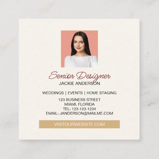 Wildbloembladeren Blauwe Waterverf Vierkante Visitekaartje (Achterkant)