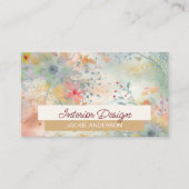 Wildbloembladeren Groene Bloemen Waterverf Visitekaartje (Voorkant)