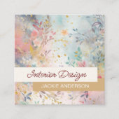Wildbloembladeren Multicolour Waterverf Vierkante Visitekaartje (Voorkant)