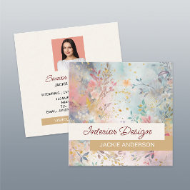 Wildbloembladeren Multicolour Waterverf Vierkante Visitekaartje