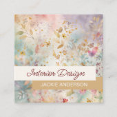 Wildbloembladeren Paarse amber Waterverf Vierkante Visitekaartje (Voorkant)