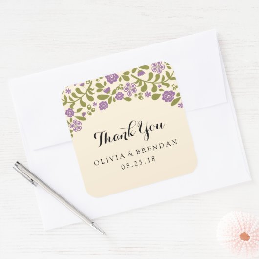 Wildbloembloesem | Trouwgunst Vierkante Sticker (Envelop)