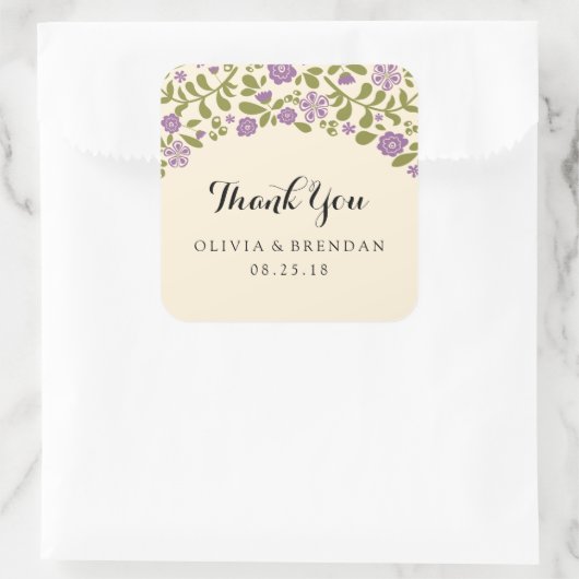 Wildbloembloesem | Trouwgunst Vierkante Sticker (Tas)