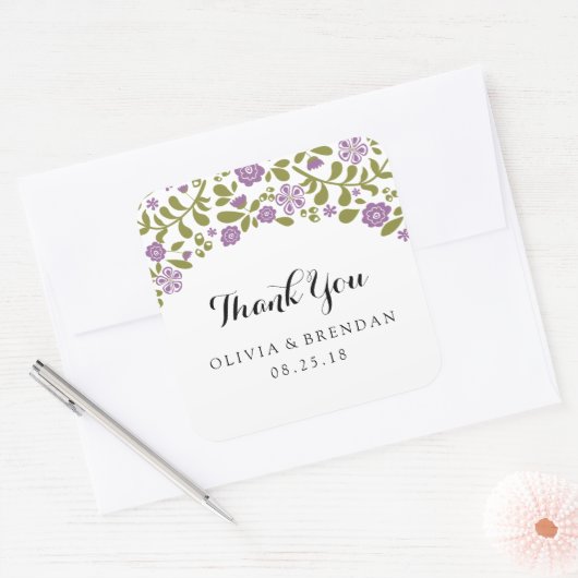 Wildbloembloesem | Trouwgunst Vierkante Sticker (Envelop)