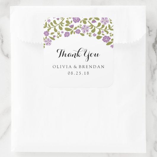 Wildbloembloesem | Trouwgunst Vierkante Sticker (Tas)