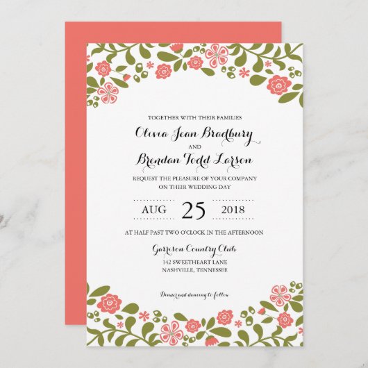 Wildbloembloesems | Bruiloft Kaart (Voorkant / Achterkant)