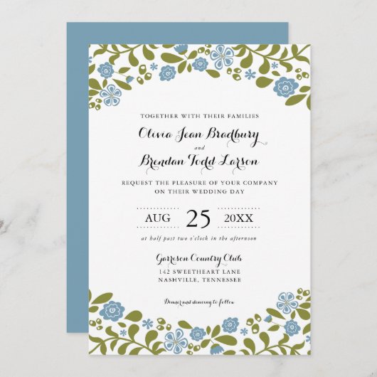 Wildbloembloesems | Bruiloft Kaart (Voorkant / Achterkant)