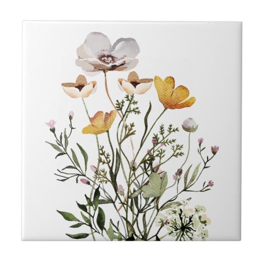 Wildbloemboeket Boho esthetisch Tegeltje (Voorkant)