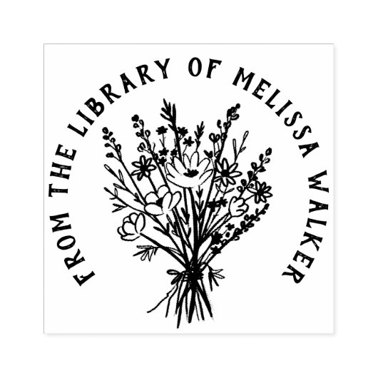 Wildbloemboeket CUSTOM gepersonaliseerd Rubberstempel (Afrduk)