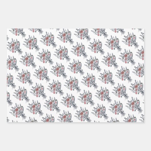 Wildbloemboeket Floral Whimsical Handgetekend Scha Inpakpapier Vel (Voorkant 2)