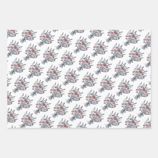 Wildbloemboeket Floral Whimsical Handgetekend Scha Inpakpapier Vel (Voorkant)